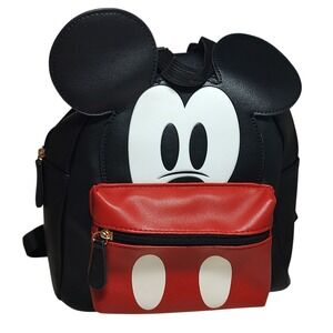 Bioworld Disney Mickey‎ Mouse Mini Backpack Black Red Peeking Face With Ears
